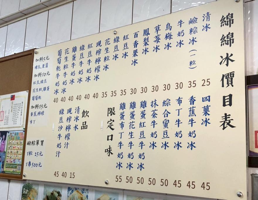 冰品價目表照片提供者:彰化海洋食研基地團隊 冰品價目表照片提供者:彰化海洋食研基地團隊