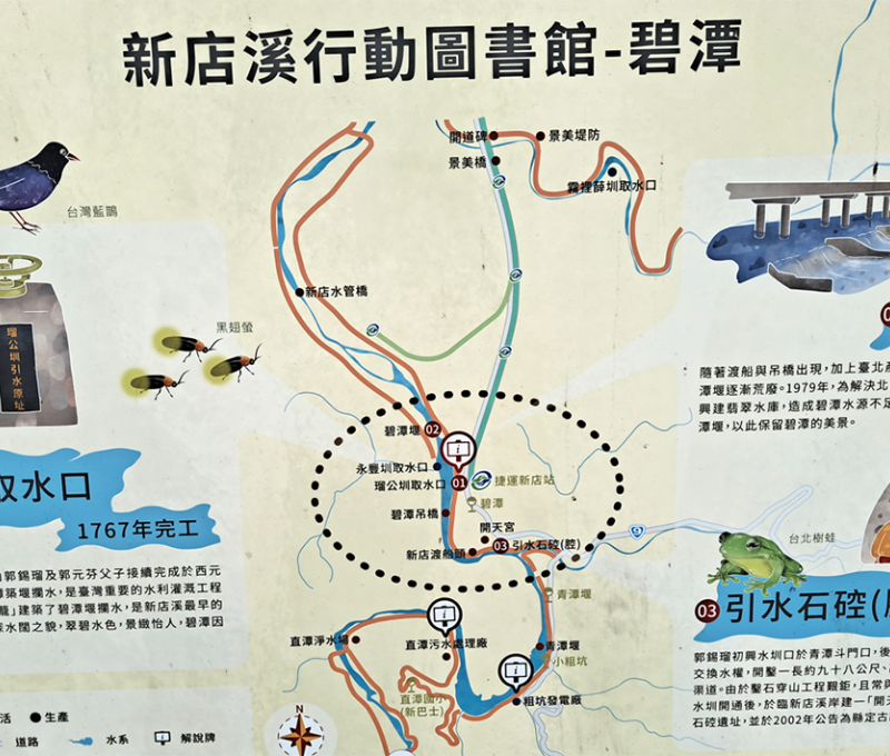 位於新店溪右岸北二高橋墩下瑠公圳取水口處(現已拆除)。照片拍攝者：張銓津 / 拍攝日期：2021/10/09