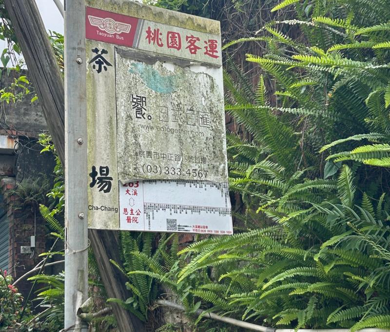 以茶場為名的公車站牌（照片拍攝者：王信喜／拍照日期：2025/5/30）