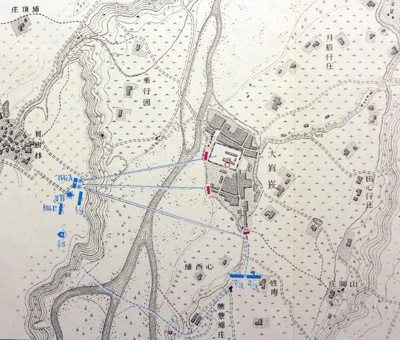 三角湧及大嵙崁附近之戰鬥圖（出版：遠流出版公司，《攻台戰記-附冊》《日軍攻台戰鬥地圖集》）