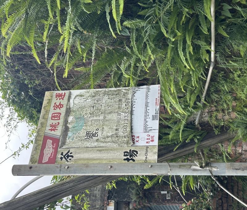 以茶場為名的公車站牌（照片拍攝者：王信喜／拍照日期：2025/5/30）