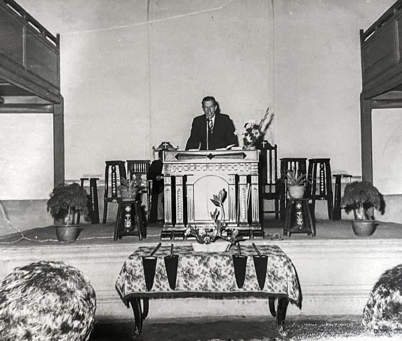 藍大弼醫師在彰化教會講道 照片提供者：臺灣基督長老教會歷史檔案館藏，王榮昌牧師／拍攝年份：1965