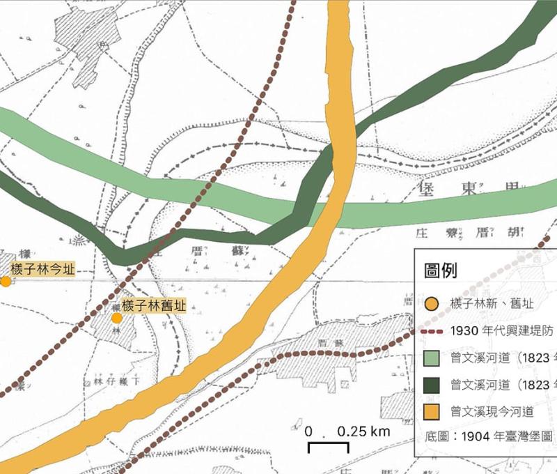 曾文溪歷史流路及檨子林樹群位置 照片提供者：毛毓翔 / 拍攝日期：2023/06/04