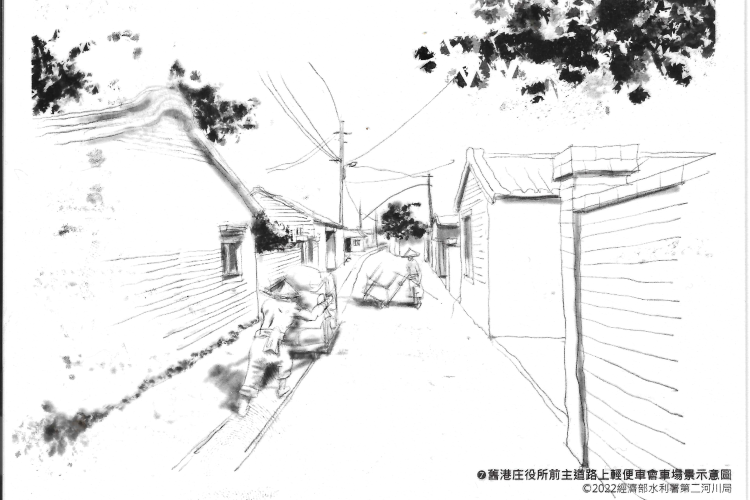 10 舊港街上的輕便車/提供者：第二河川分署
 10 Ancient light handcart on Jiu-Gang Street / Provided by: Second River Management Office
